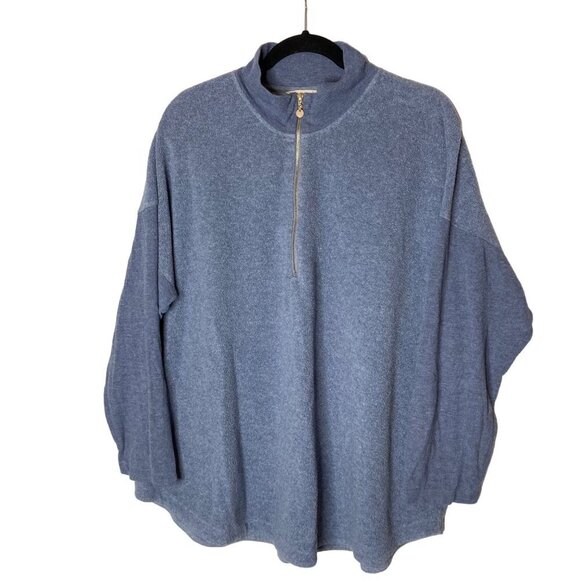 Soft Surroundings Tops - Soft Surroundings Adalyn Fleece Tunic Sz 2X Ribbed Sleeve 1/4 Zip Blue Lagenlook